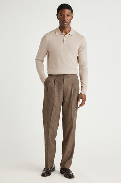 Merino Long Sleeve Sweater Polo