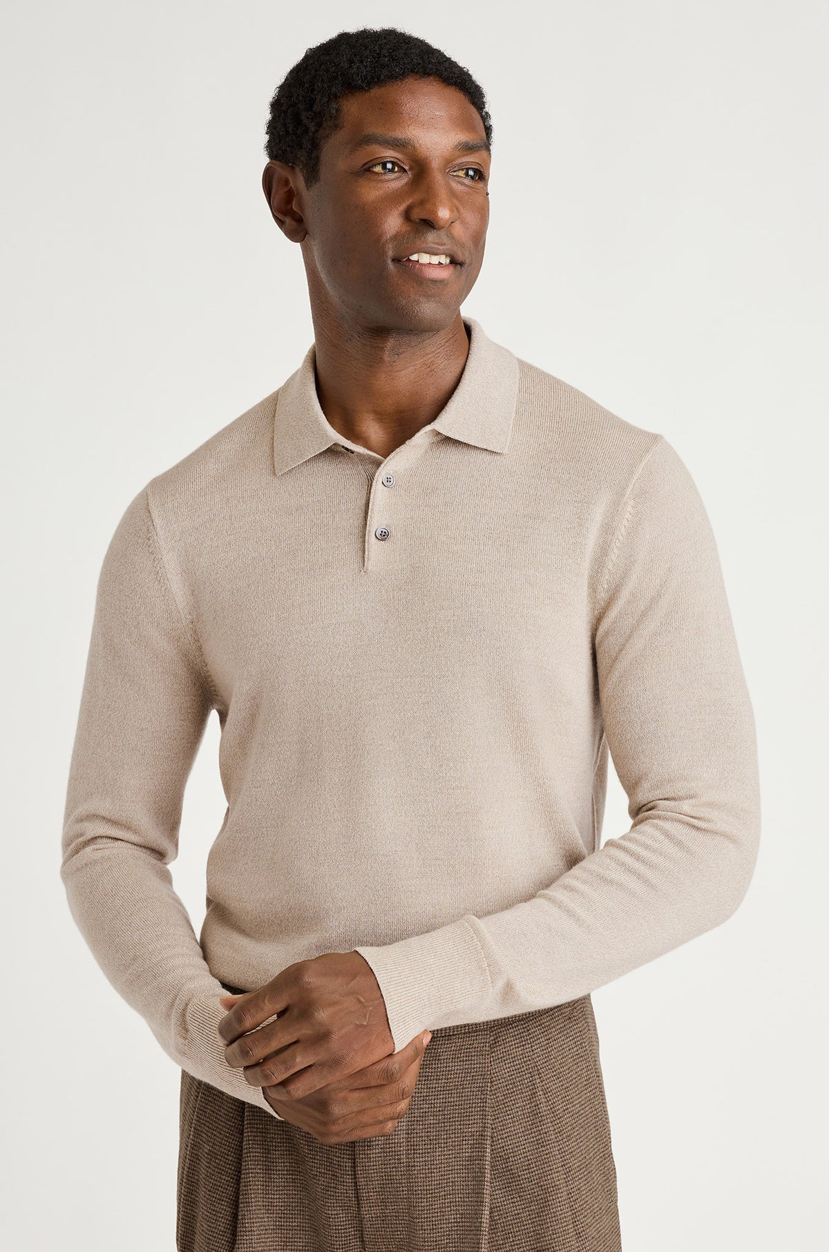 Washable Merino Long Sleeve Sweater Polo
