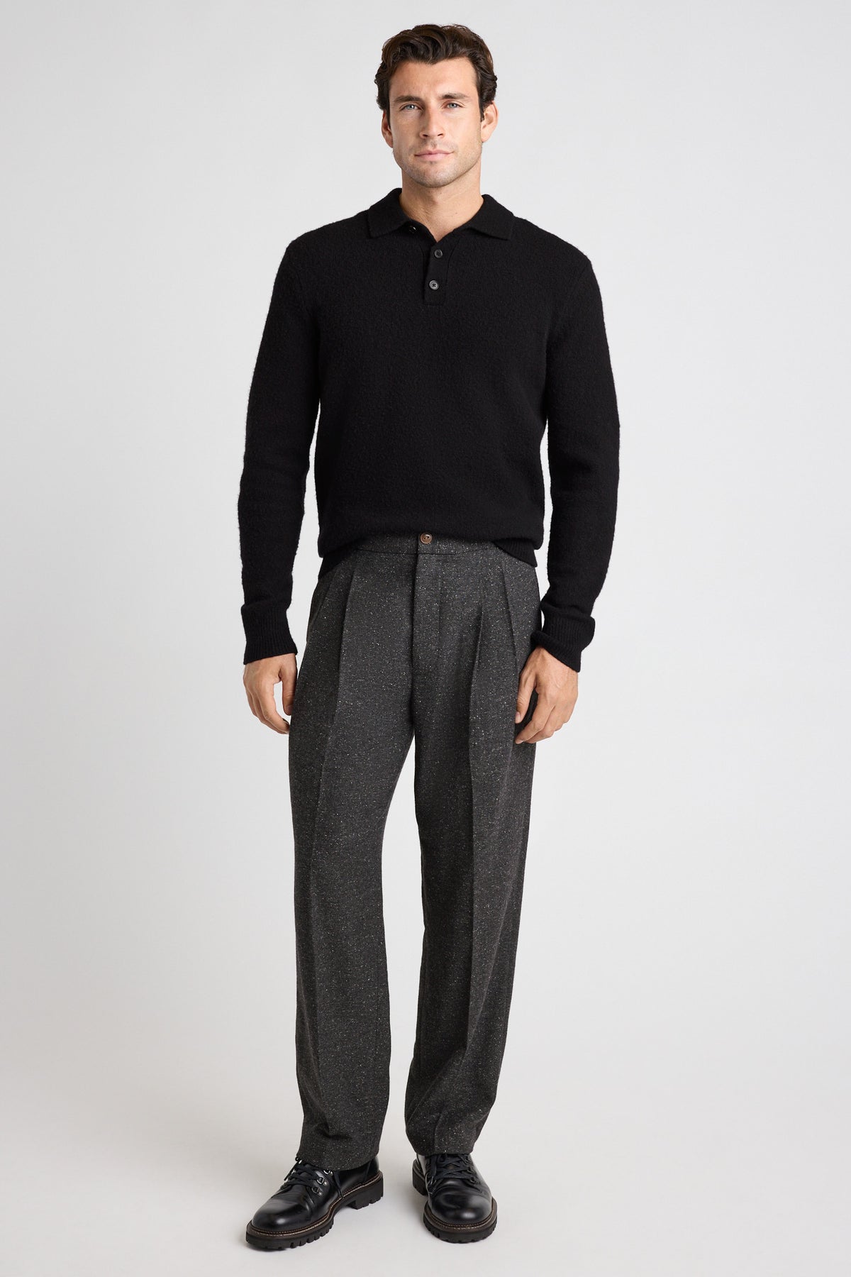 Wool Boucle Sweater Polo