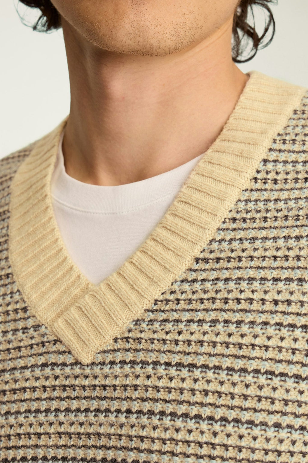 Tricolor V Neck Sweater