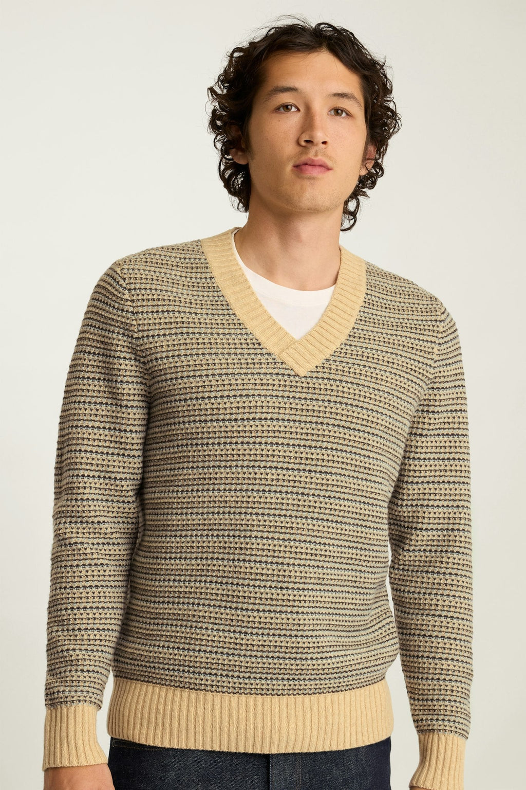 Tricolor V Neck Sweater