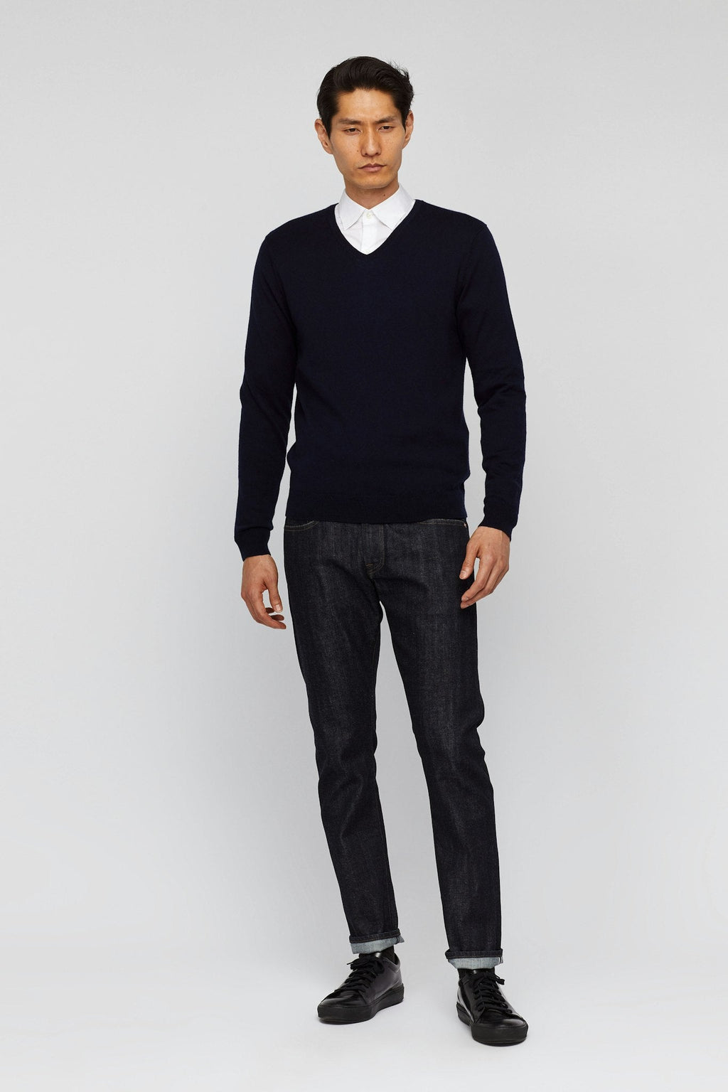 Cotton Cashmere V-Neck Sweater