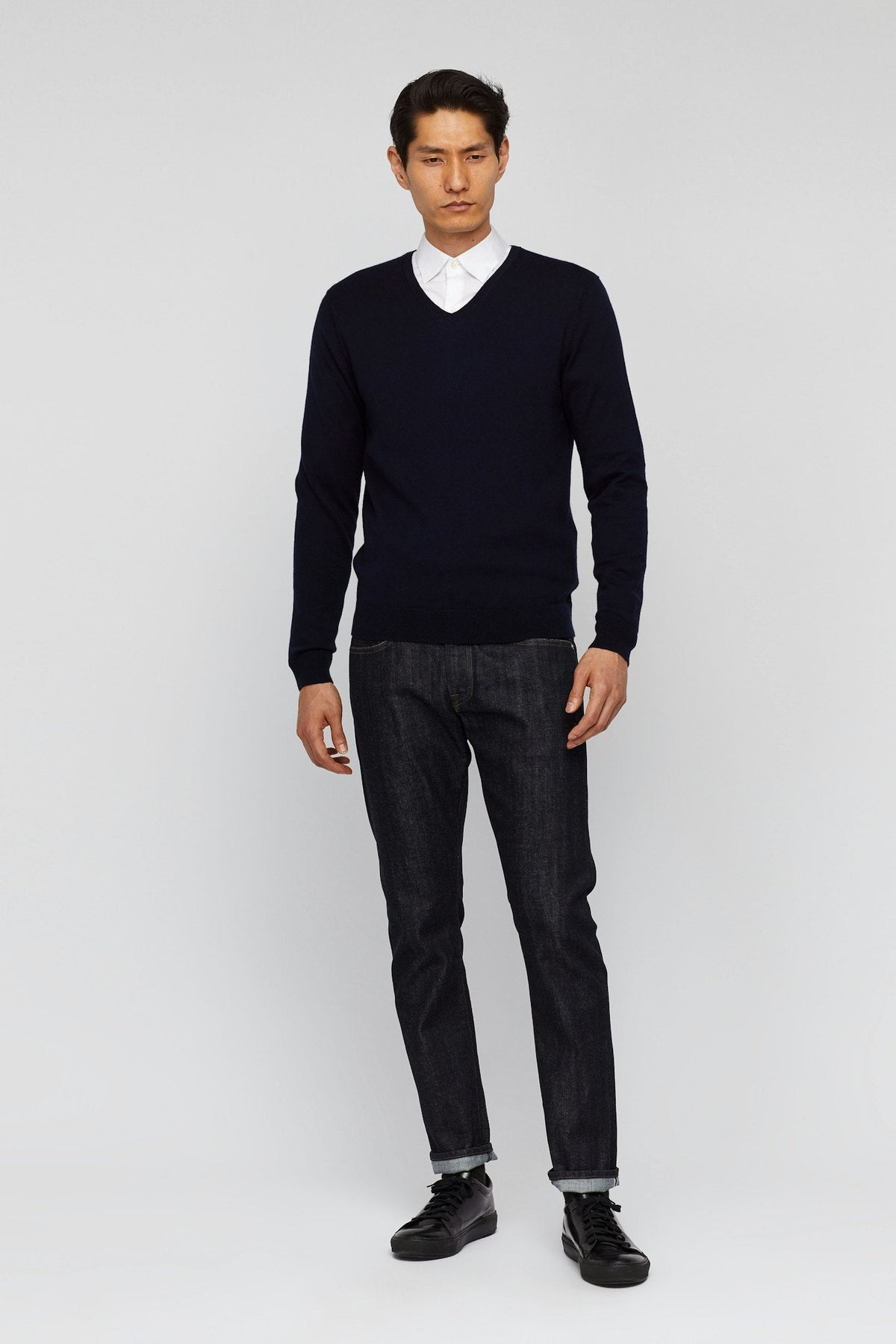 Cotton Cashmere V-Neck Sweater