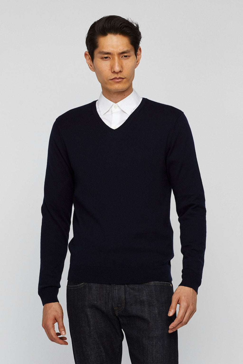 Cotton Cashmere V-Neck Sweater