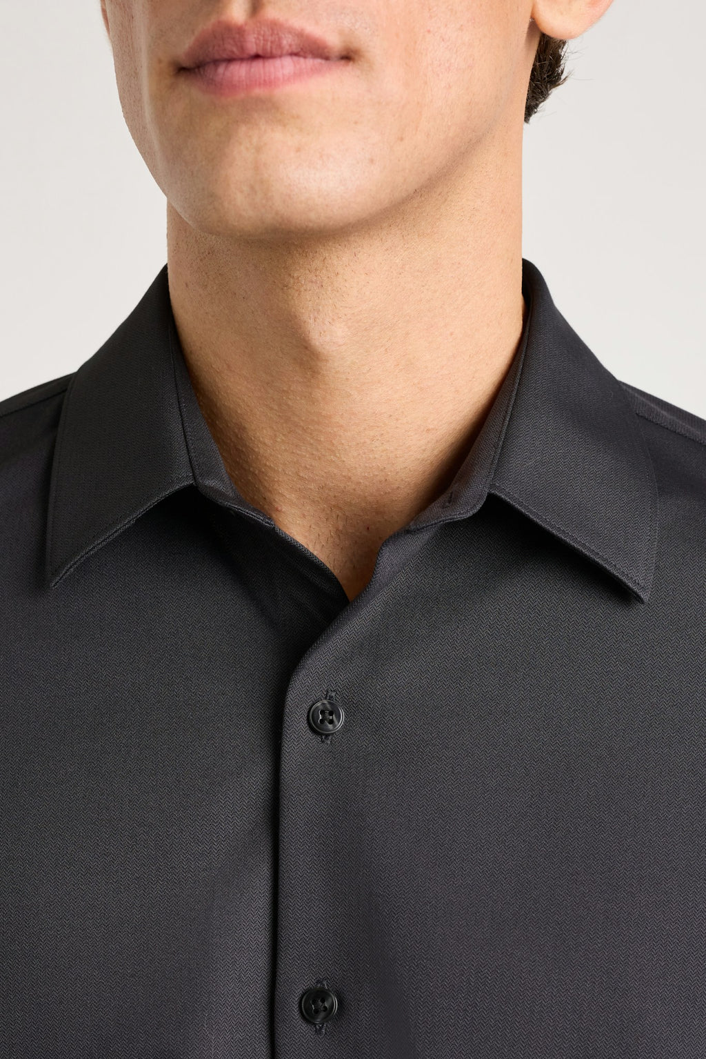 Tech Pique Button Down Shirt - charcoal texture