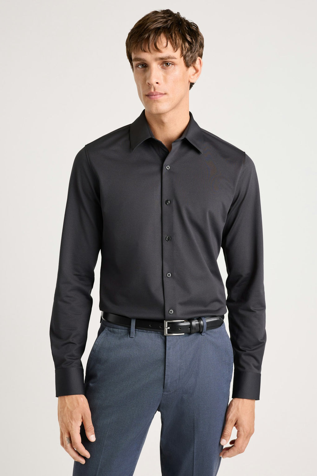 Tech Pique Button Down Shirt - charcoal texture