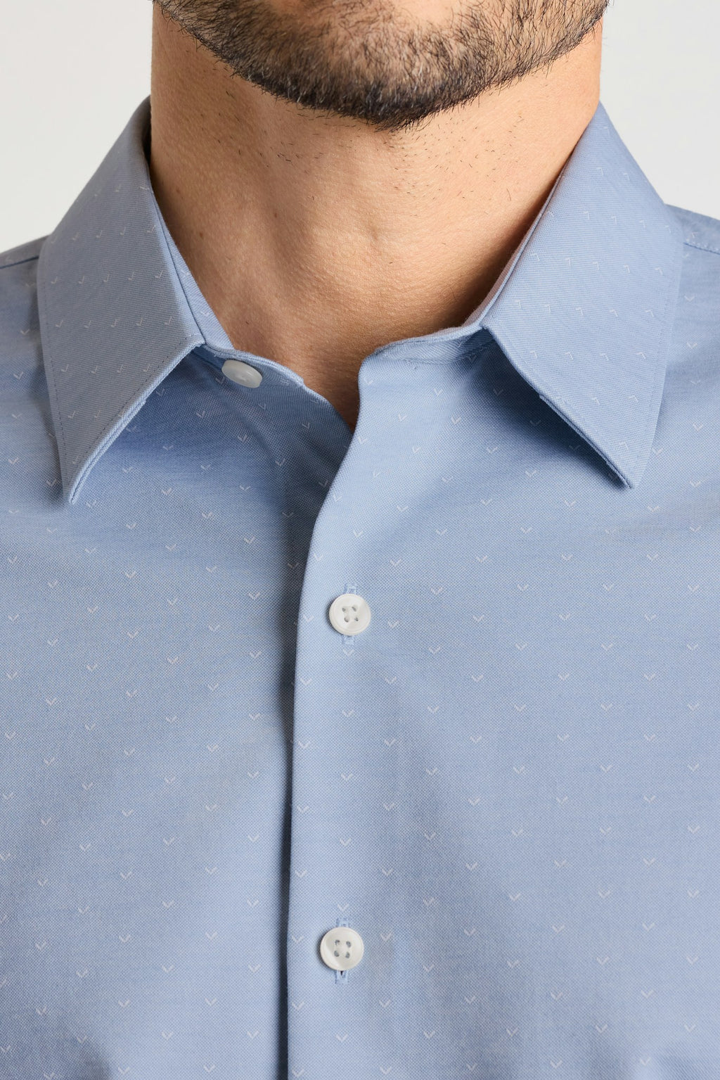 Tech Pique Button Down Shirt - light blue triangle texture