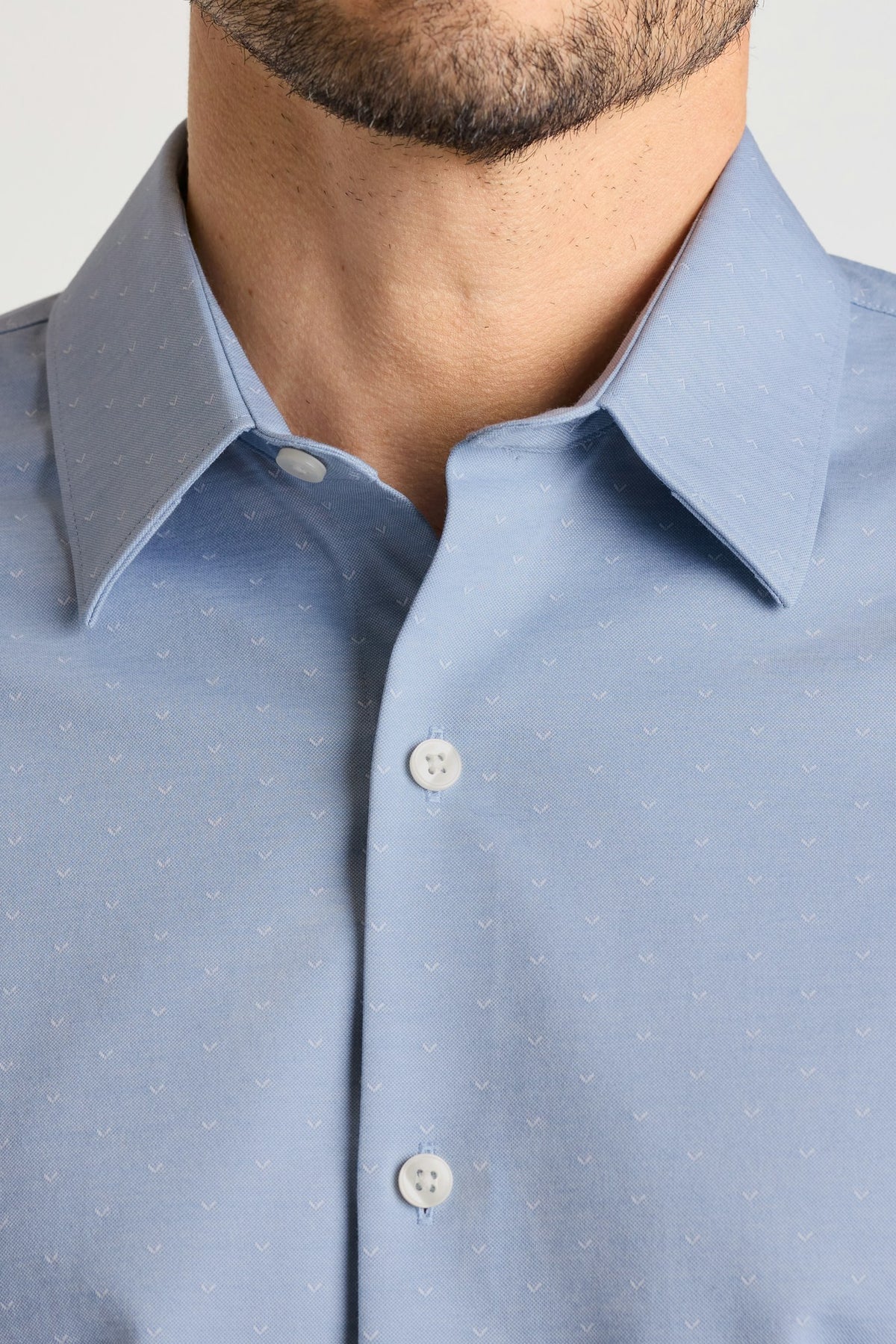 Tech Pique Button Down Shirt - light blue triangle texture
