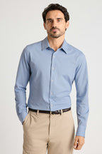 Tech Pique Button Down Shirt - light blue triangle texture
