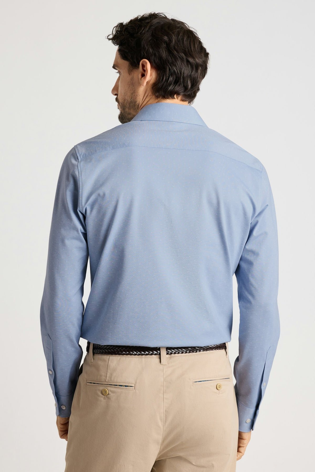 Tech Pique Button Down Shirt - light blue triangle texture