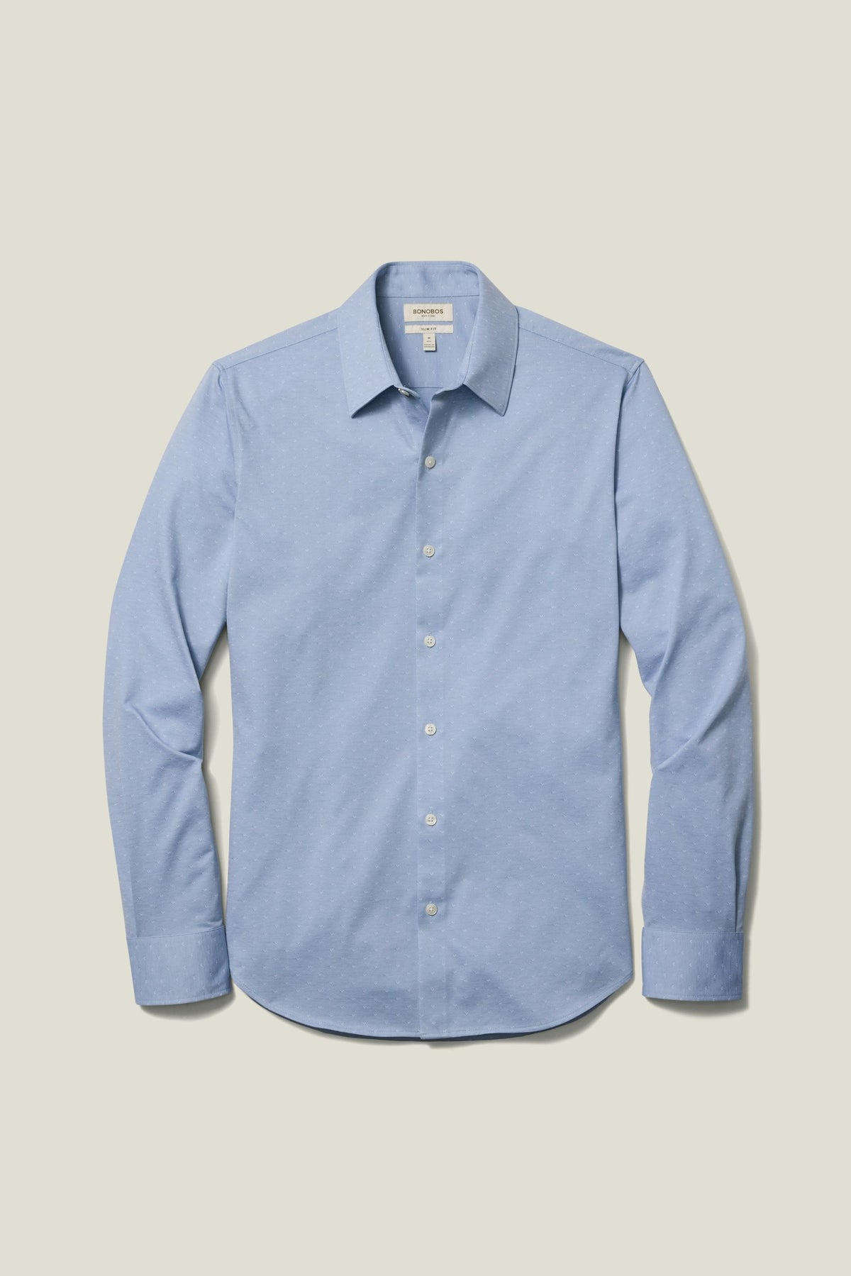 Tech Pique Button Down Shirt - light blue triangle texture