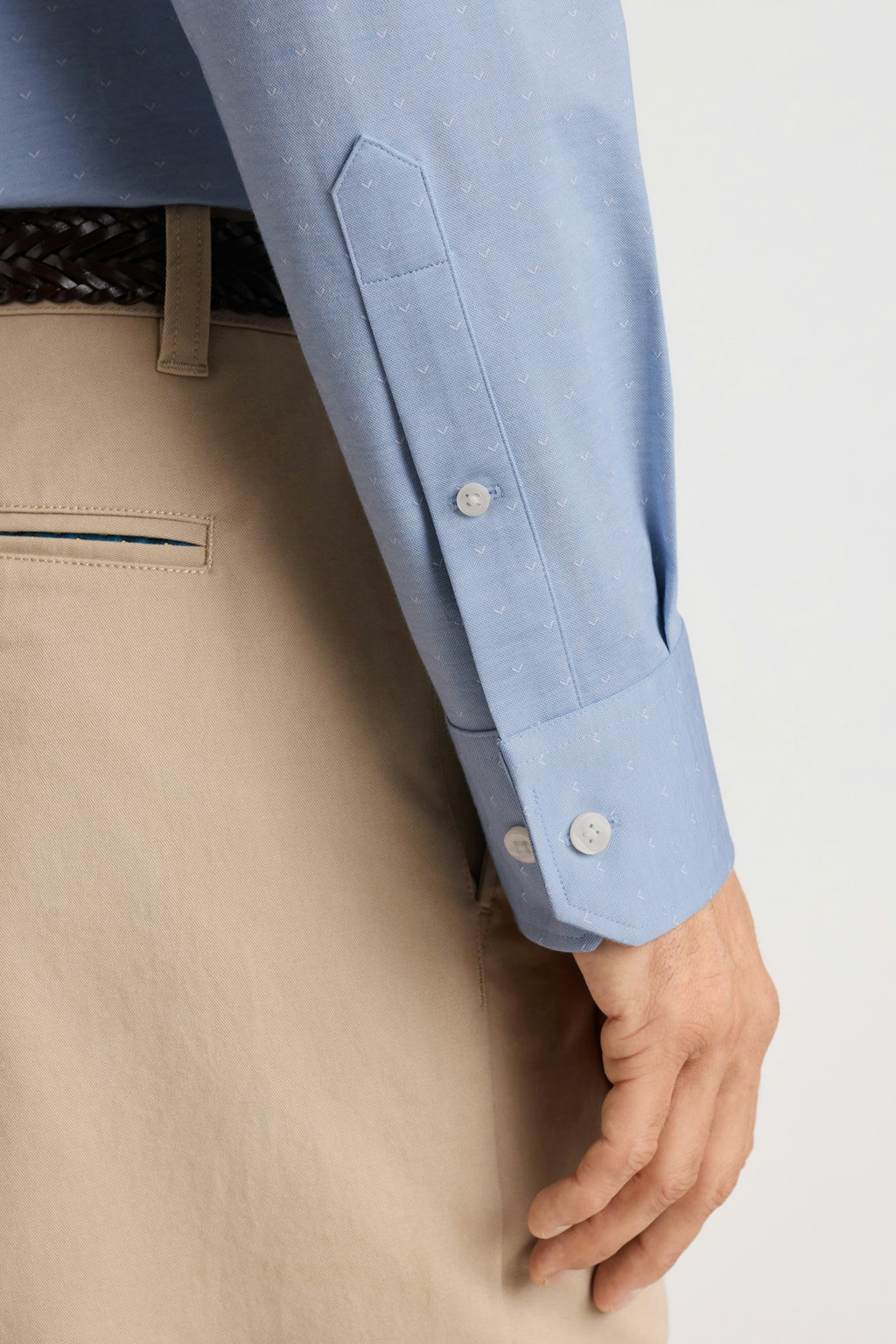 Tech Pique Button Down Shirt - light blue triangle texture