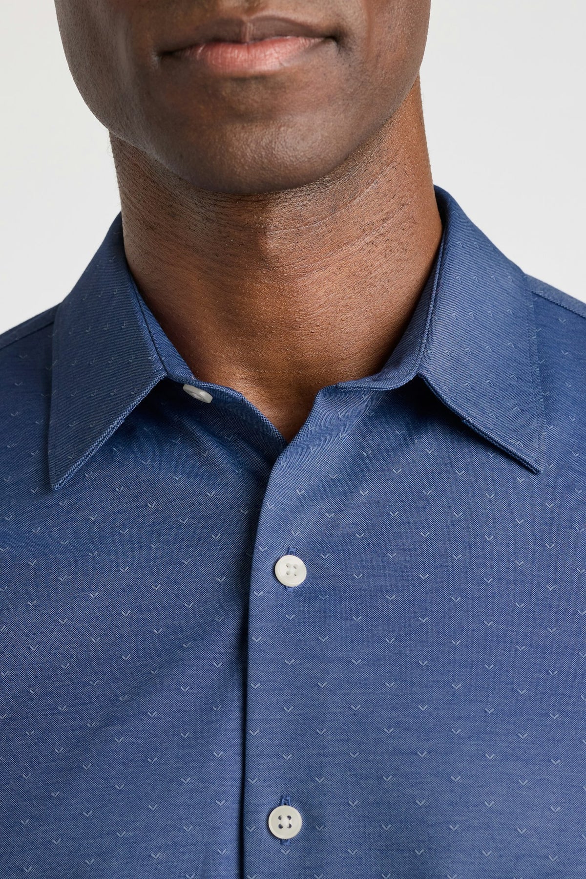 Tech Pique Button Down Shirt - dark blue triangle texture