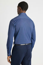 Tech Pique Button Down Shirt - dark blue triangle texture