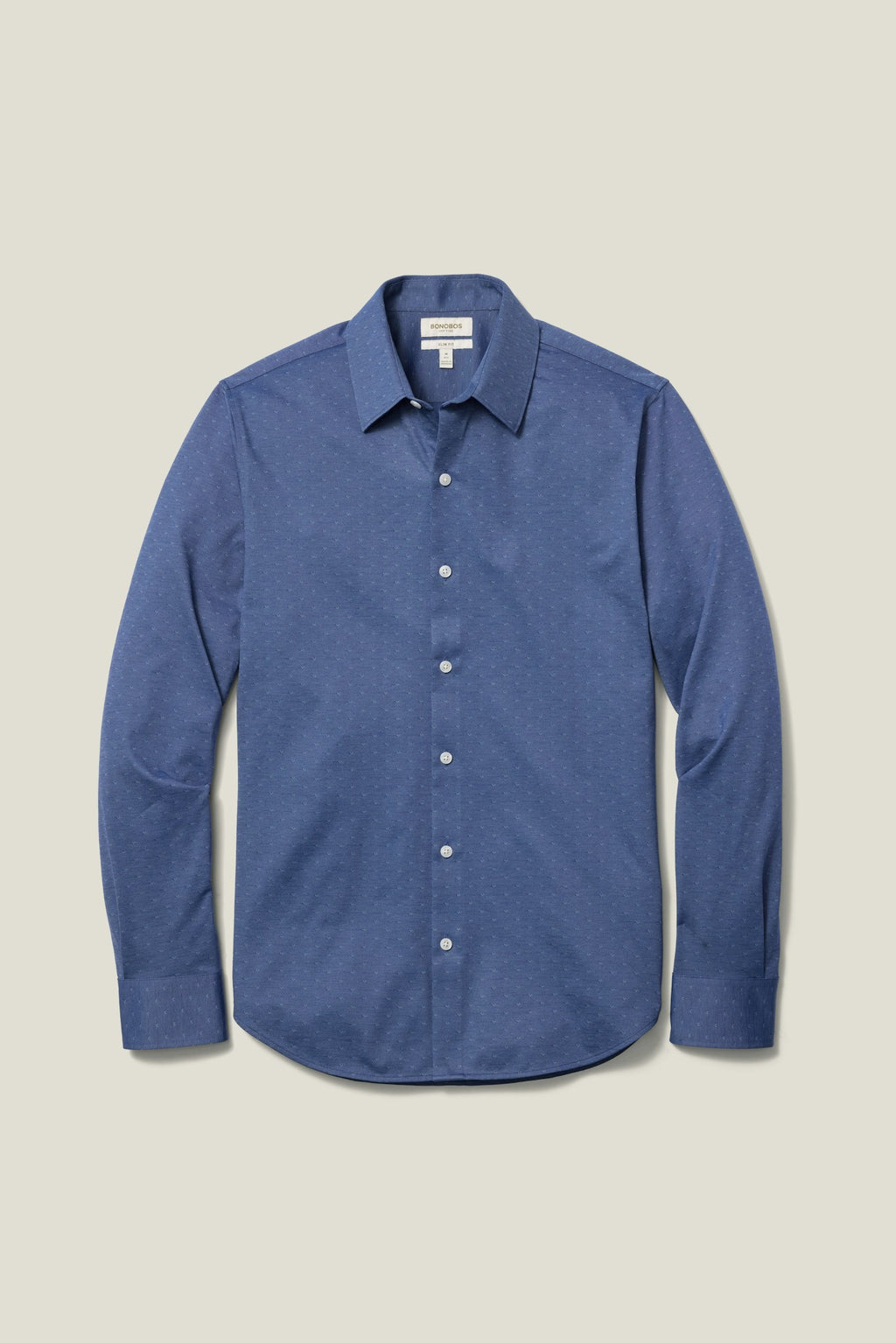 Tech Pique Button Down Shirt - dark blue triangle texture