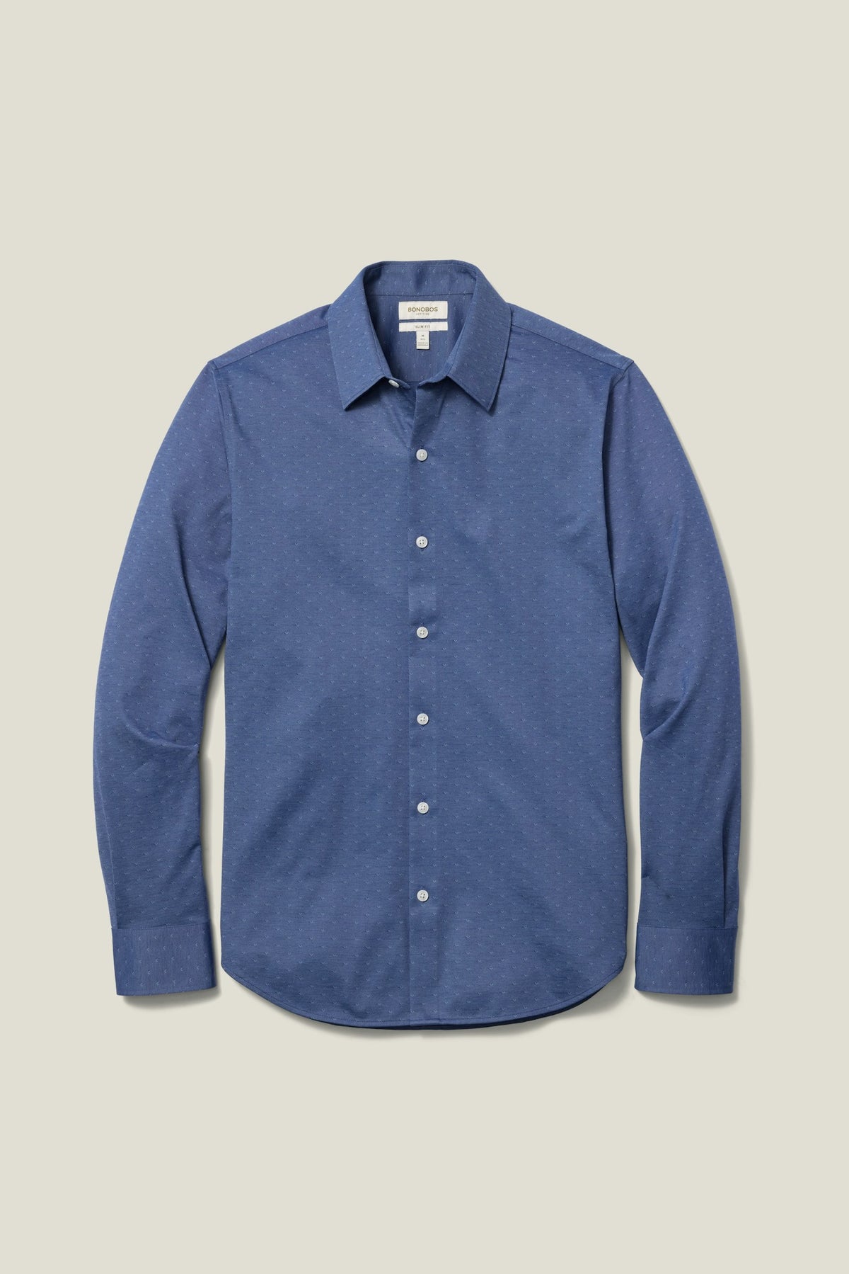 Tech Pique Button Down Shirt - dark blue triangle texture