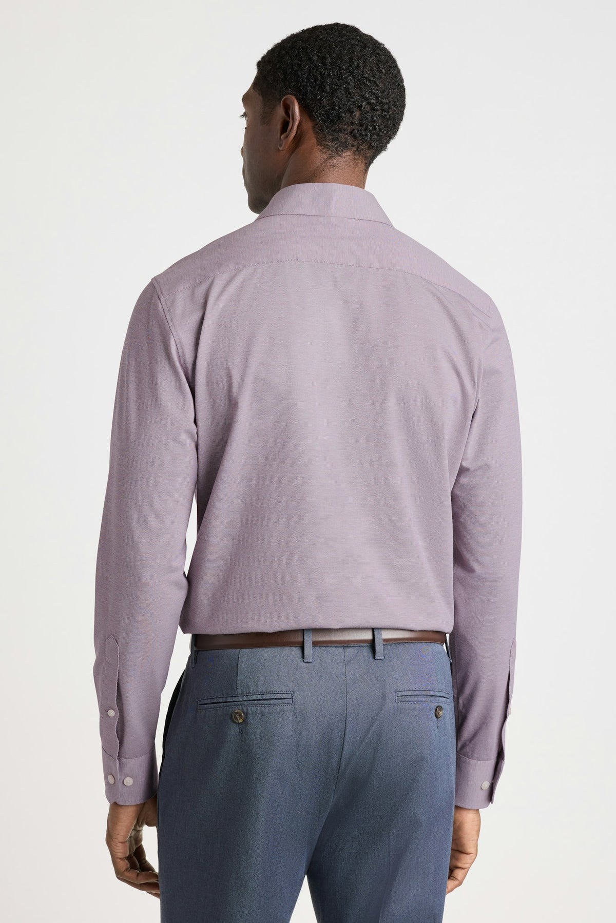 Tech Pique Button Down Shirt - plum texture