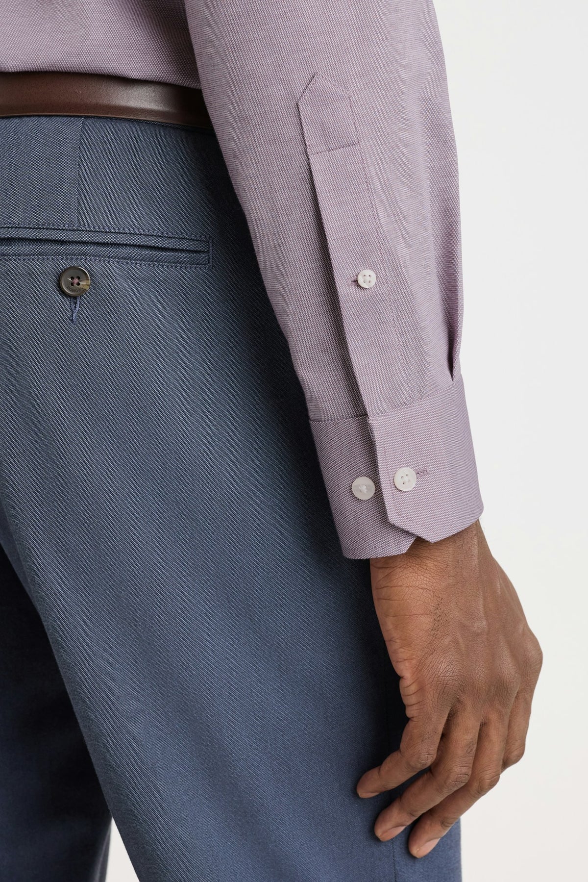 Tech Pique Button Down Shirt - plum texture