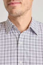 Tech Button Down Shirt - navy chocolate plaid