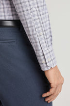 Tech Button Down Shirt - navy chocolate plaid