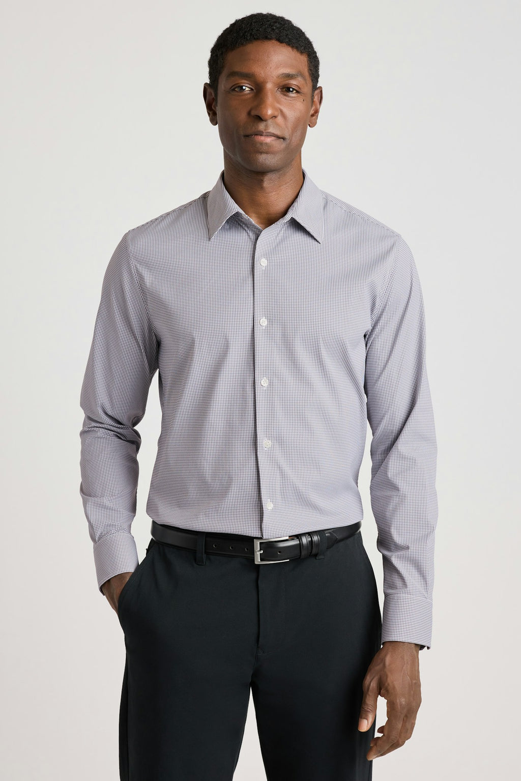 Tech Button Down Shirt - grey micro check
