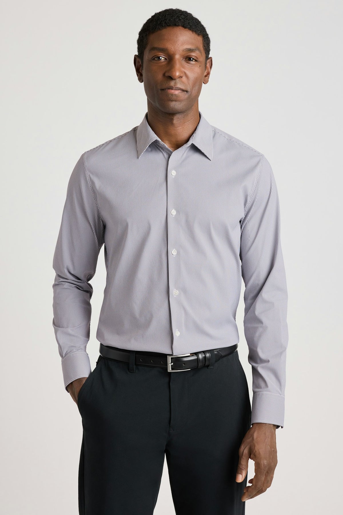 Tech Button Down Shirt - grey micro check