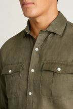 Cooper Two Pocket Shirt - olive linen